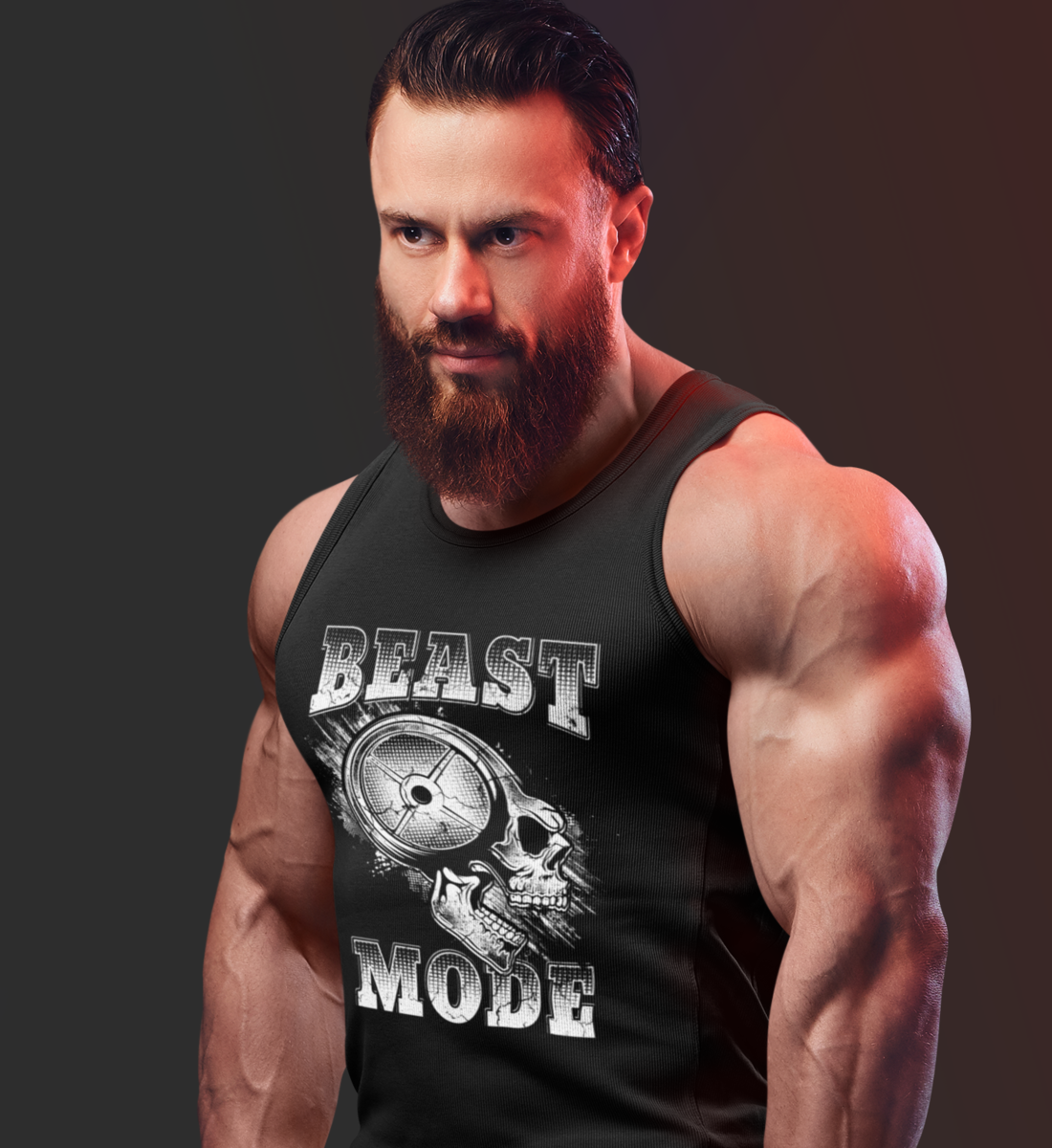 Organic Herren Tank Top BEAST MODE SKULL