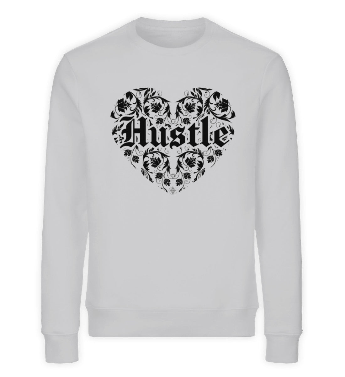 Organic Sweatshirt HUSTLE HEART Grau Meliert