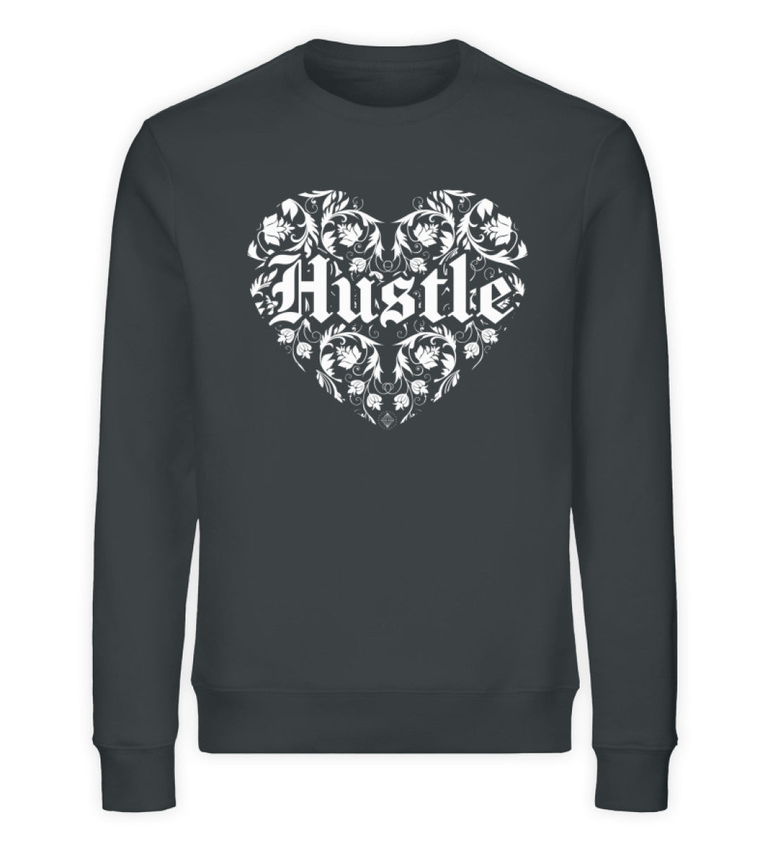 Organic Sweatshirt HUSTLE HEART II Ink Grau